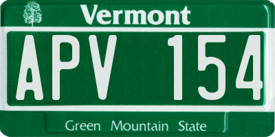 VT license plate APV154