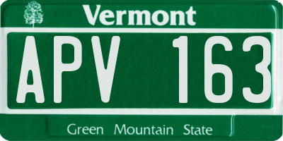 VT license plate APV163