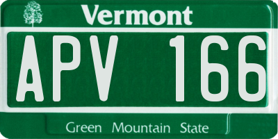VT license plate APV166