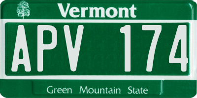 VT license plate APV174