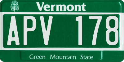 VT license plate APV178