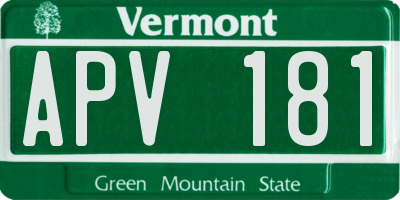 VT license plate APV181