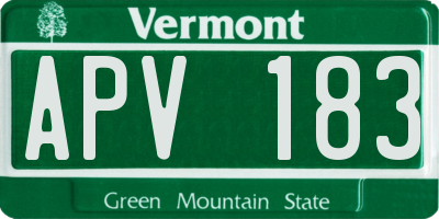 VT license plate APV183
