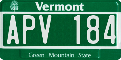 VT license plate APV184
