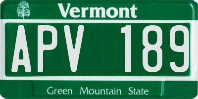 VT license plate APV189