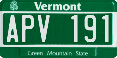 VT license plate APV191