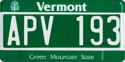 VT license plate APV193