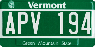 VT license plate APV194