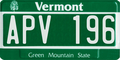 VT license plate APV196
