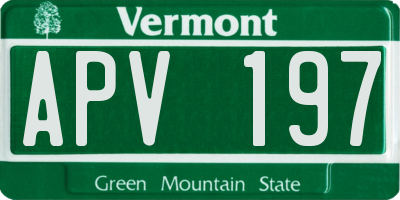 VT license plate APV197