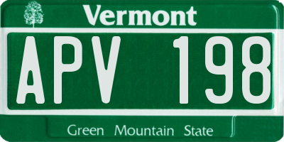 VT license plate APV198