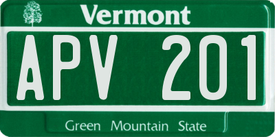 VT license plate APV201