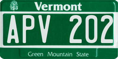VT license plate APV202