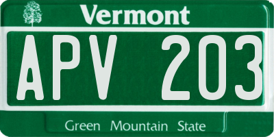 VT license plate APV203