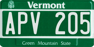 VT license plate APV205