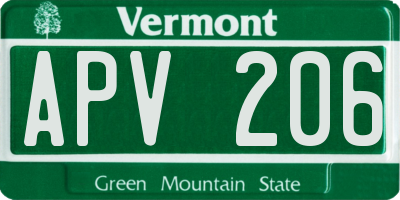 VT license plate APV206
