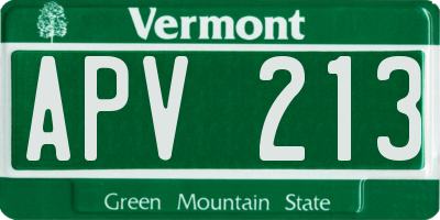 VT license plate APV213