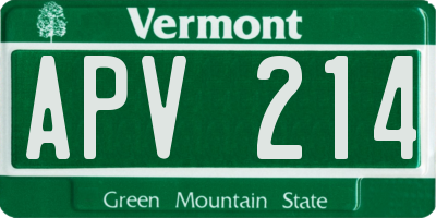 VT license plate APV214