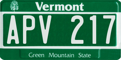 VT license plate APV217