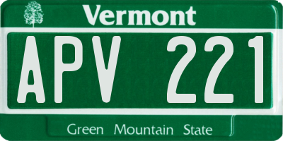 VT license plate APV221