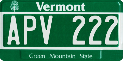 VT license plate APV222