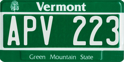 VT license plate APV223