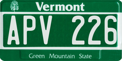VT license plate APV226