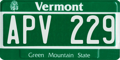 VT license plate APV229