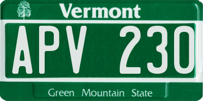 VT license plate APV230