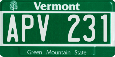 VT license plate APV231