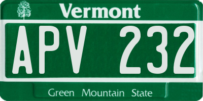 VT license plate APV232