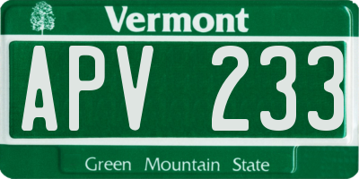 VT license plate APV233