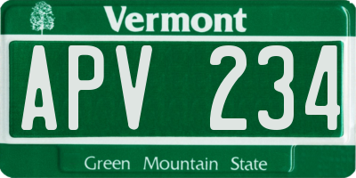 VT license plate APV234
