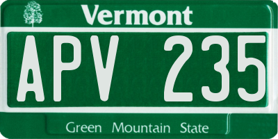 VT license plate APV235