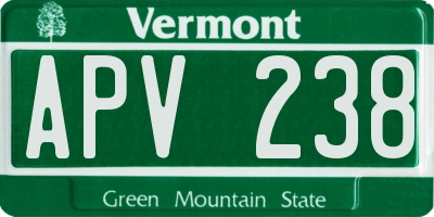 VT license plate APV238