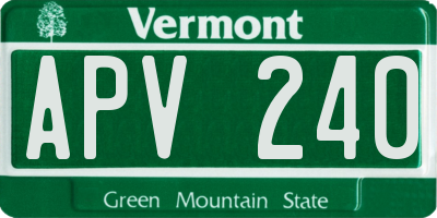 VT license plate APV240