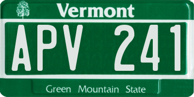 VT license plate APV241