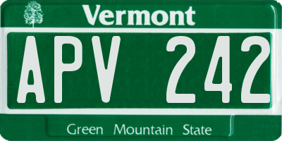 VT license plate APV242