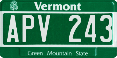 VT license plate APV243