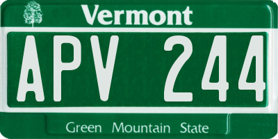 VT license plate APV244