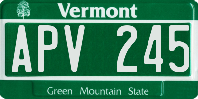 VT license plate APV245