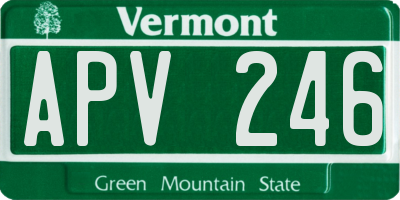 VT license plate APV246
