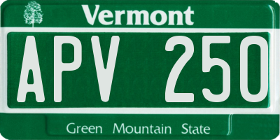 VT license plate APV250