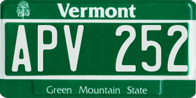 VT license plate APV252