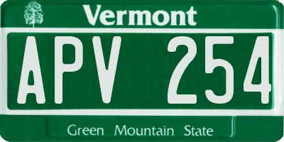 VT license plate APV254
