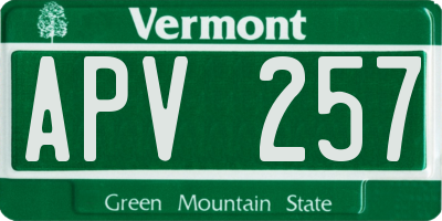 VT license plate APV257