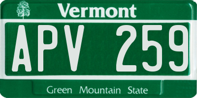 VT license plate APV259