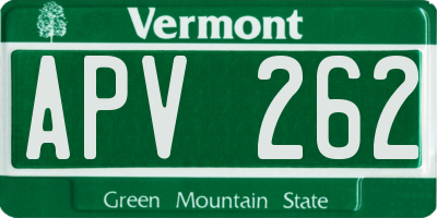 VT license plate APV262