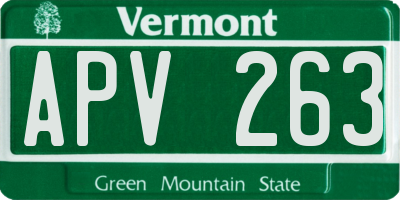 VT license plate APV263