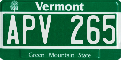 VT license plate APV265